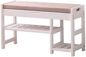 YANG Banco di Legno Cambiare Scarpe con Ammortizzatore di sede di Scarpe Rack Imbottito Poggia Piedi Cucina Pouf Ottomana, Carico Massimo 200kg, 84.2x30x49cm (Color : White)