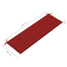 vidaXL Panca da Giardino con Cuscino Rosso 150 cm Legno di Teak