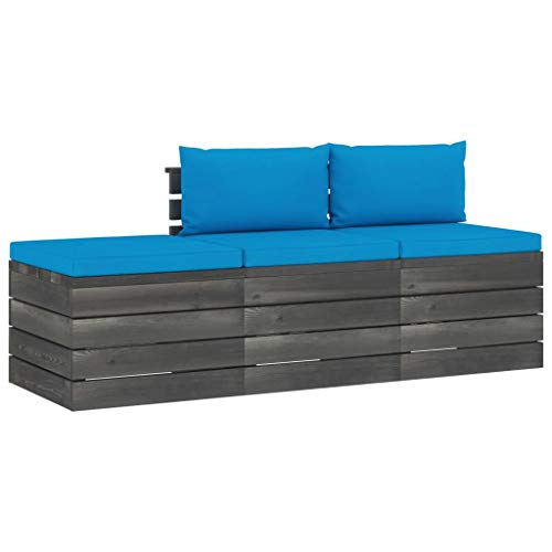 FAMIROSA Set Divani da Giardino su Pallet 3 pz con Cuscini Massello Pino-1759