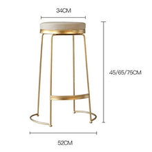 YS Sedia Sgabello da Bar Sedile da Bar, Moderno Semplice con Cuscino in Pelle Sintetica Nordic Home Pub Tempo Libero Sala da Pranzo Ferro Art,D'Oro,45 cm