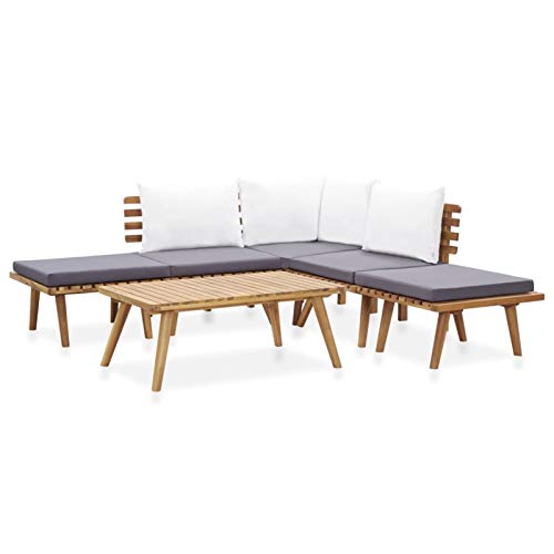 Tidyard Set 6 pz Divani Angolari Modulari da Giardino con Penisola in Legno Massello di Acacia,Divano Angoalre,Divani Modulari,Divani Legno,Divani da Giardino,Divani con Penisola,Divano ad Angolo