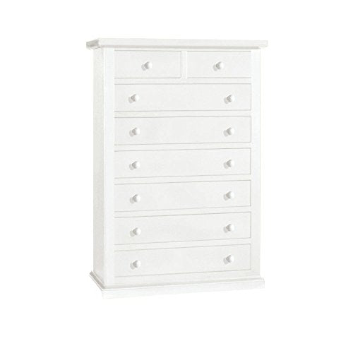 InHouse srls Cassettiera con 8 cassetti, Arte povera, in Legno massello e MDF con rifinitura in Bianco Opaco - Mis. 87 x 45 x 127