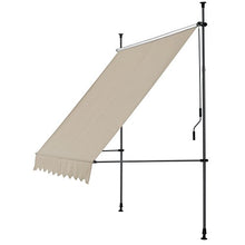 pro.tec] Tenda da Sole avvolgibile a Barra Quadra con Gambe - 250 x 120 x 200-300 cm - Parasole - Color Sabbia