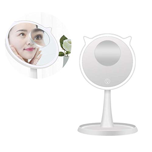 AJH Specchio cosmetico a LED per Trucco con 10 specchi da Tavolo Illuminati con ingrandimento Specchio cosmetico a Specchio, specchier