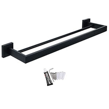 SAYAYO Portasciugamani Bagno Autoadesivo, 60 CM Doppio Porta Salviette, Porta Asciugamano per Cucina Bagno, Acciaio Inossidabile SUS304 Nero Opaco, EGA7202B