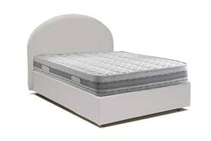 Talamo Italia Letto contenitore Una piazza e mezza Luna, Made in Italy, Letto con rivestimento in ecopelle, Apertura frontale, con materasso cm 120x190 incluso, Bianco