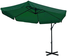 Mediawave Store - Ombrellone FUBUCA Colore Verde decentrato a Banana 300x230H cm con Frangia, per Esterno Bar, Giardino e Arredo Piscina, Richiudibile, Struttura in Ferro Verniciato con Base a Croce