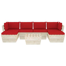SKM Set Divani da Giardino su Pallet 7 pz con Cuscini Legno Abete (125.7kg) Rosso-3582