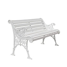 Panca in legno massello per terrazza da giardino da 49 pollici, panca per il tempo libero da cortile con doppia seduta per esterni, seduta in ghisa, sedia da portico resistente alle intemperie in