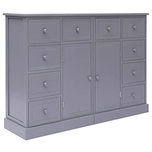 vidaXL Credenza con 10 Cassetti e Scomparti con Ante Elegante Robusta Cassettiera Armadietto Mobile Grigia 113x30x79 cm in Legno e MDF