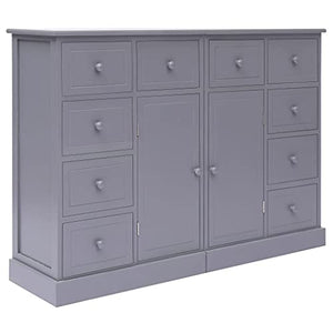 vidaXL Credenza con 10 Cassetti e Scomparti con Ante Elegante Robusta Cassettiera Armadietto Mobile Grigia 113x30x79 cm in Legno e MDF