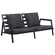 Tidyard Set Divani da Giardino 5 pz con Cuscini Alluminio Grigio Scuro,2 pz Divano 2 Posti+1 Poltrona+Tavolino Laterale+Tavolino,Salotto da Giardino,Divano da Giardino in Alluminio