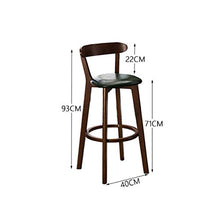 Sgabello da bar in pelle con schienale da 30 cm, sedie in legno (nero/grigio erba/giallo/grigio/grigio/bianco/scuro/marrone) 93 cm, adatto per salotti, bar, caffetterie