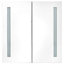 Cikonielf L'armadietto per specchio da bagno è dotato di una lampada LED da specchio con due ante e 3 ripiani interni, design moderno, pannello in MDF di alta qualità, 62 x 14 x 60 cm