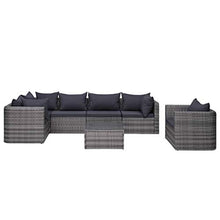 SKM Set Divani da Giardino 7 pz con Cuscini in Polyrattan Grigio (88.1kg)