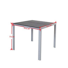 Chicreat Tavolo in alluminio con superficie in polywood, 90 x 90 x 75 cm, argento e nero