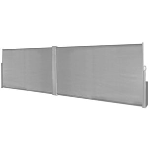 Tidyard Tenda da Sole Paravento, Laterale Frangivento con Paravento Estraibile Esterno Doppio, 600 x 160 cm, PA e Telaio in Acciaio, Grigio