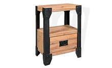 Comodino Bianco con Cassetto,Cassettiera con 1 Cassetti da Letto in Legno massello di acacia Cassettiera Camera da Letto Comodino con Cassetto e Scompartimento Aperto 40 x 30 x 54 cm