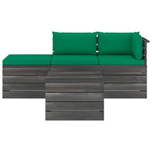 FAMIROSA Set Divani da Giardino su Pallet 4 pz con Cuscini Massello Pino-1784