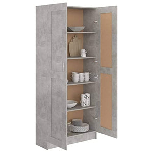 Tidyard Libreria Scaffale Mobiletto Armadietto Mobile in Truciolato con 2 Ante per la Casa e L'Ufficio Mobiletto Multiuso Armadio a Terra Armadio di stoccaggio 82,5x30,5x185,5 cm Grigio Cemento