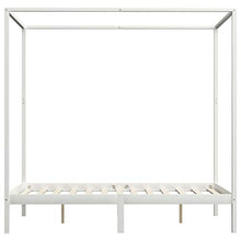 Lasamot Struttura Letto in Legno di Pino con 4 cassetti, Struttura a baldacchino per zanzariera, Staffa per Montante, Adatta per Materasso 140x200 cm (Materasso Non Incluso), Bianca