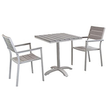 Milani Home s.r.l.s. Set Tavolo Giardino Quadrato Fisso con Piano in Polywood 70 X 70 con 2 Poltrone in Alluminio Tortora da Esterno