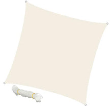 ECD Germany Vela Ombra Quadrata Tenda Parasole a Vela Quadrato 5x5 m - Crema - HDPE - con protezione UV - Inclusi cavi di tensionamento - Tenda a Vela Parasole per Giardino Quadrato Raggi UV 5x5 M