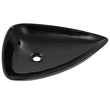 vidaXL Lavandino Triangolare in Ceramica Nera Sanitari Bagno Lavabo Lavello