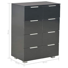 Montloxs Credenza con 8 cassetti, Cassettiera per Armadio, 60x35x76 cm, Nero Lucido