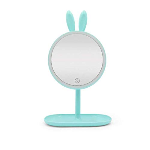 AJH Casa Specchio da toeletta Specchio da Trucco Specchio per Trucco Luce a LED 2 in 1 Lampada da Tavolo Rotonda Mini Specchio Portatile di Bellezza Specchi per Touch scr