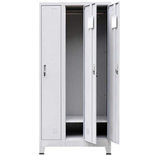 Tiauant - Armadietto portaoggetti e armadietti, con 3 scomparti in acciaio, 90 x 45 x 180 cm, colore: Grigio, materiale: acciaio, armadio da ufficio in legno