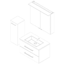 Fackelmann B.Perfect, set di mobili da bagno da 3 pezzi, con mobiletto sottolavello, lavabo in ceramica, 80 cm e armadietto a specchio a LED