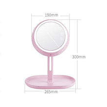 FCS Bathroom Specchio da Trucco da Tavolo con Luci LED, Specchietto per Trucco con Organizzatore Trucco, Specchio da Doccia, USB Ricaricabile, Specchio Girevole a 90°, Rosa