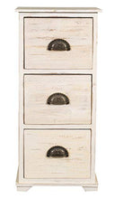 Biscottini Cassettiera camera da letto 35 x 32 x 74 cm in legno di Paulonia | Mobiletto bagno e cassettiera vintage Shabby Chic | Bianco anticato