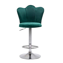 Sh. 2 Coppia Sgabelli da Bar Moderni Girevoli Sedia Cucina Alta con Schienale Quadrato Senza Braccioli Altezza Regolabile in Velluto,Verde