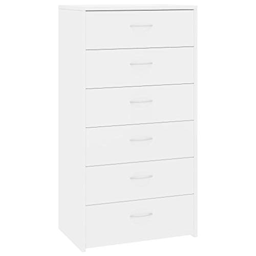 Goliraya Credenza Moderna con 6 Cassetti in Truciolato Nero/Bianco,Credenza da Salotto Moderna,Credenza con Cassetti,Cassettiera Moderna da Salotto,Cassettiera Moderna da Camera da Letto 50x34x96 cm
