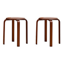 Sgabello in legno massello x2, sgabello rotondo multifunzionale, sgabello spogliatoio, forte capacità portante, adatto per cucina, soggiorno, sala da pranzo, con tappetino antiscivolo/Marrone