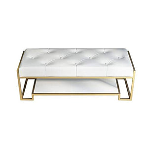 LXESWM Panca Ottomana Ottomano Bench Pelle Poggiapiedi Faux Nordic Semplice Ferro Battuto Scarpe Banco Soggiorno Bedroom End Sgabello (Colore : C, Size : M)