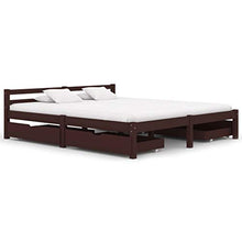 SKM Giroletto con 4 Cassetti Marrone Scuro Legno di Pino 160x200 cm (41.44kg)