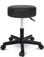 TRESKO Sgabello da Lavoro Sgabello Girevole Sgabello Sgabello per Salone estetico Sgabello per ambulatorio Medico, con rotelle, Rotazione Libera di 360°, 10 cm di Imbottitura, 8 Colori Diversi (Nero)