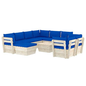 FAMIROSA Set Divani da Giardino su Pallet 10 pz con Cuscini Legno Abete-3682