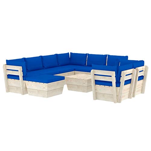 FAMIROSA Set Divani da Giardino su Pallet 10 pz con Cuscini Legno Abete-3682