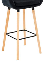 CLP Sgabello Bar Grant In Velluto Sfoderabile I Sedia Alta Cucina In Legno Di Faggio Con Cuscino Removibile, Colore:nero