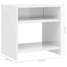 Autoshoppingcenter Comodini Mensola Scaffali Bianco/Nero Lucido in MDF Camera da Letto Libri Riviste 40 x 30 x 40 cm [EU Stock]