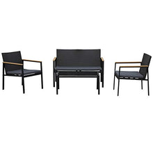 Outsunny Set 4 Pezzi Salotto da Esterni con 2 Sedie, Divano e Tavolino | Mobili da Giardino in Rattan e Acciaio Nero