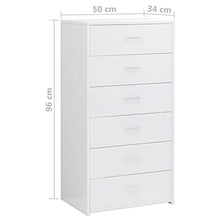 FAMIROSA Credenza con 6 Cassetti Bianco Lucido 50x34x96 cm in Truciolato