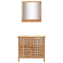 vidaXL Legno Massello di Noce Mobiletto per Lavello con Specchio Pratico Elegante Arredi Bagno Armadietto Sottolavello con 2 Ante Colore Naturale