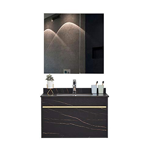 YLiansong-home Mobile da Bagno Specchio Mobile da Bagno Armadio per lavabo a Muro Cabinet Combinato Specchio Specchio Vanity Set di armadi per lavabo da Bagno (Color : Black, Size : 50x60x48cm)