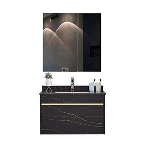 YLiansong-home Mobile da Bagno Specchio Mobile da Bagno Armadio per lavabo a Muro Cabinet Combinato Specchio Specchio Vanity Set di armadi per lavabo da Bagno (Color : Black, Size : 50x60x48cm)