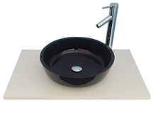 Lavabo Bagno d'Appoggio in Vetro Doppio Strato, Verniciato Nero, Cilindrico Diametro 42cm